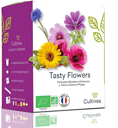 CULTIVEA® Mini Kit Prêt à Pousser Fleurs Comestibles – Graines