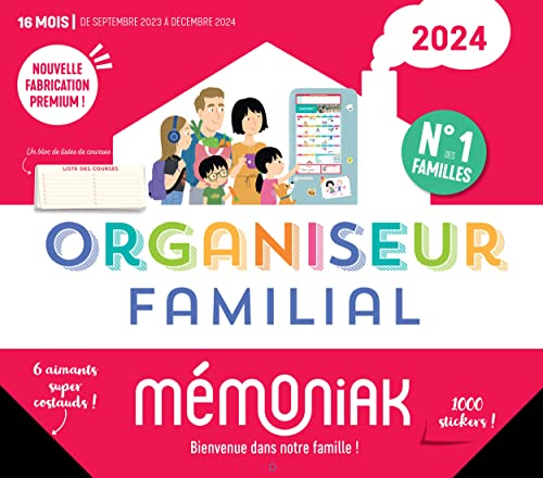Organiseur familial Mémoniak 2024, calendrier organisation familial mensuel (sept. 2023-