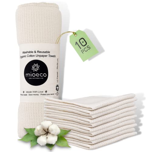 Mioeco Serviettes en Papier réutilisables lavables en Bambou Naturel -